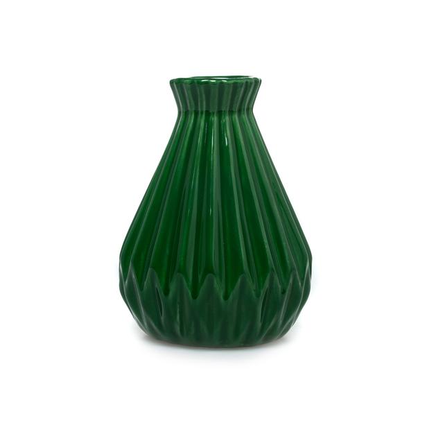  Carmen Soft Küçük Tırtıklı Vazo - Yeşil - 21x14 cm