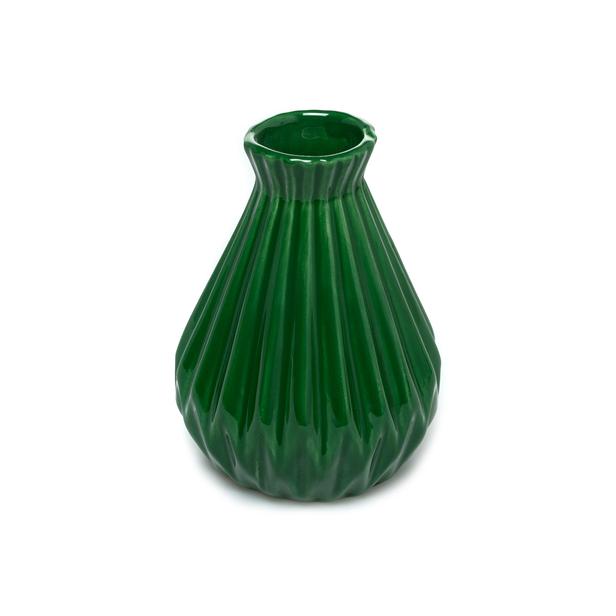  Carmen Soft Küçük Tırtıklı Vazo - Yeşil - 21x14 cm