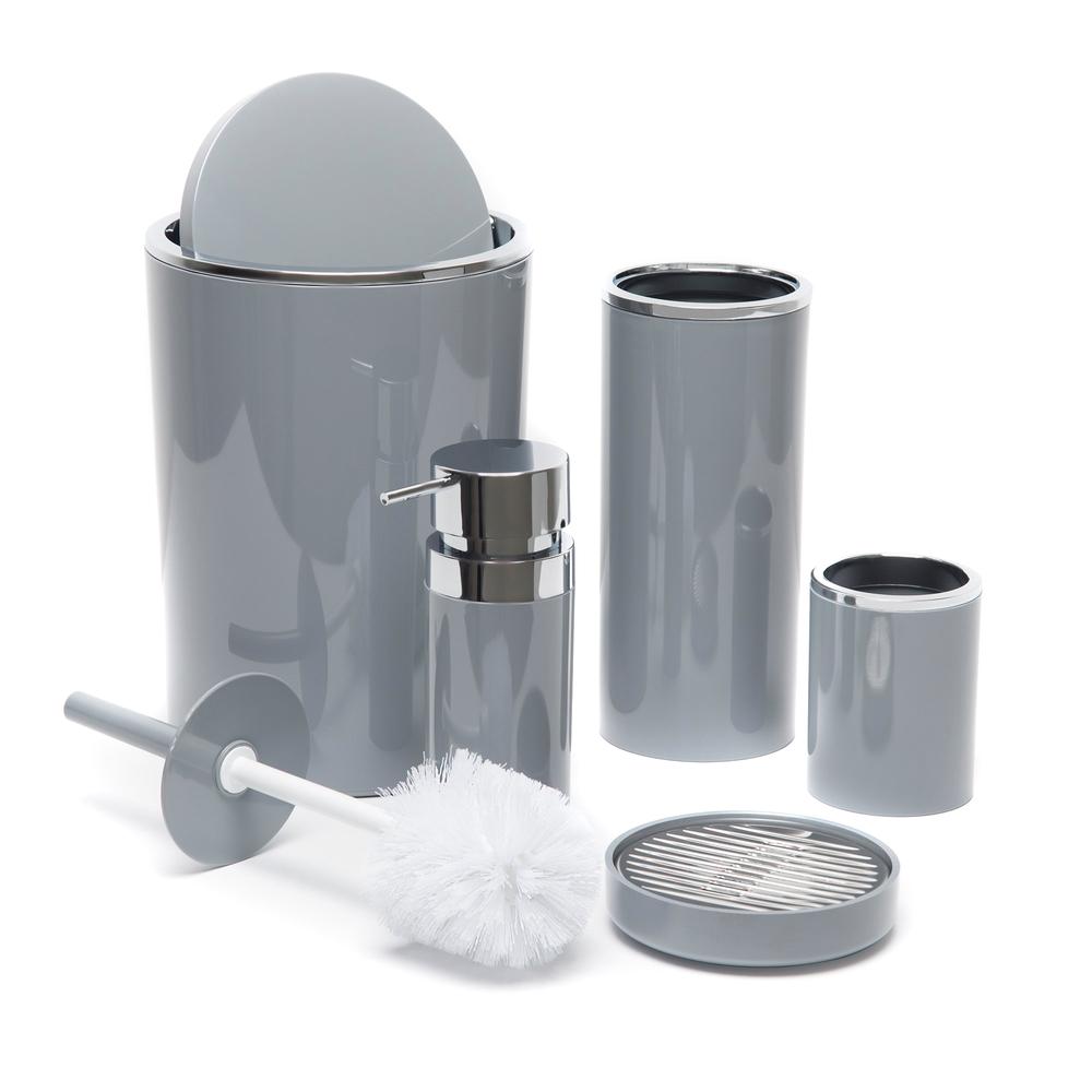  Primanova Lenox 5'li Banyo Aksesuar Set - Gri