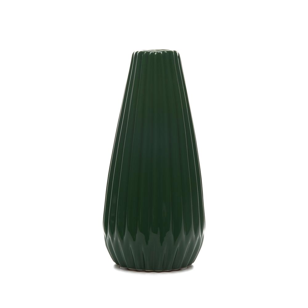  Carmen Soft Tırtıklı Vazo - Yeşil - 28x17 cm