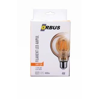 Orbus G95 4W Filament Bulb Amber E27 Ra80 220- 240V/50Hz Ampul - 2200K Sarı Işık