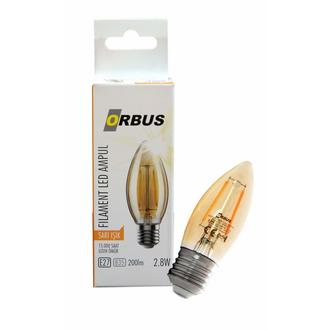 Orbus C37 4W Filament Bulb Amber E27 300Lm Ra80 220 - 240V/50Hz Ampul - 2200K Sarı Işık Orbus C37 4W Filament Bulb Amber E27 300Lm Ra80 220 - 240V/50Hz Ampul - 2200K Sarı Işık