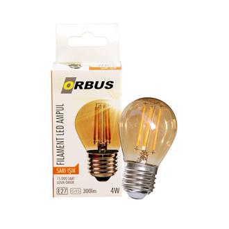 Orbus GA45 4W Filament Bulb Mini Top Amber E27 300Lm Ampul - 2200K Sarı Işık