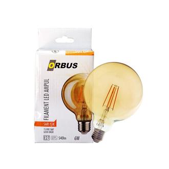 Orbus G95 6W Filament Bulb Amber E27 540lm Ampul - 2200K Sarı Işık