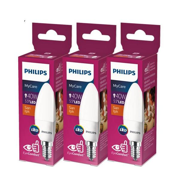  Philips Led Candle 40W B35 E14 WW FR ND 3BL 3'Lü Ampul