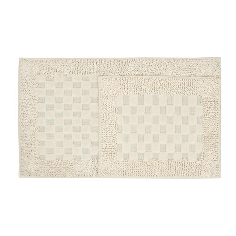  Nuvomon Bluenity Tufting Puantiye Banyo Paspası - Ekru - 50x60 cm + 60x100 cm