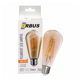 Orbus St64 6W Filament Bulb Amber E27 540Lm Ra80 220 - 240V/50Hz Ampul - 2200K Sarı Işık