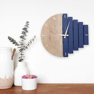 Yedi Home & Decor Wooden Ahşap Modern El Yapımı Duvar Saati - Mavi