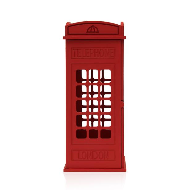  Q-Art Dekoratif Ahşap London Telefon Kulübesi - Kırmızı