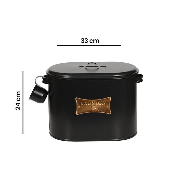  Evstyle Metal Bölmeli Deterjan Kutusu Siyah - 12 Lt.