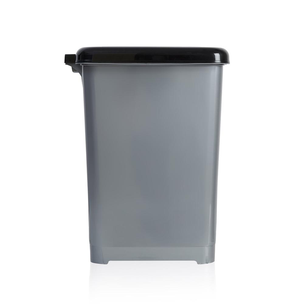  Plastik Dünyası Slim Pedallı Çöp Kovası - Gri - 40 lt
