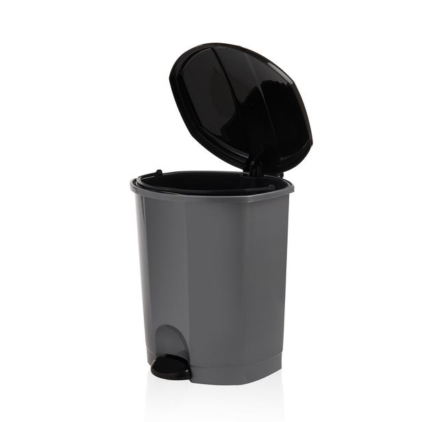  Plastik Dünyası Pedallı Çöp Kovası - Siyah / Gri - 5 lt