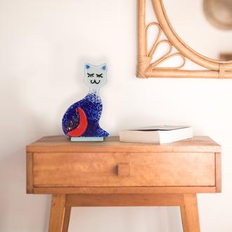 Mavituna Kedi Temalı Dekoratif Obje - Mavi