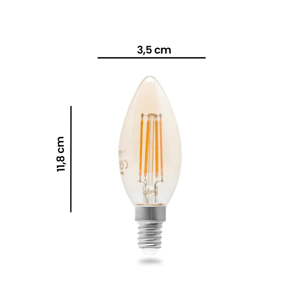  Orbus C37 4W Filament Bulb Amber E14 300Lm Ra80 220 - 240V/50Hz Ampul - 2200K Sarı Işık