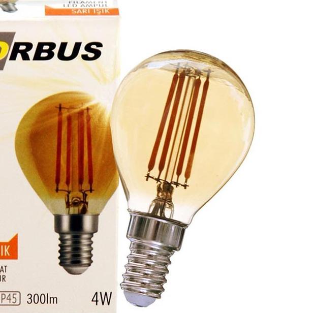  Orbus PA45 4W Filament Bulb Mini Top Amber E14 300Lm Ampul - 2200K Sarı Işık