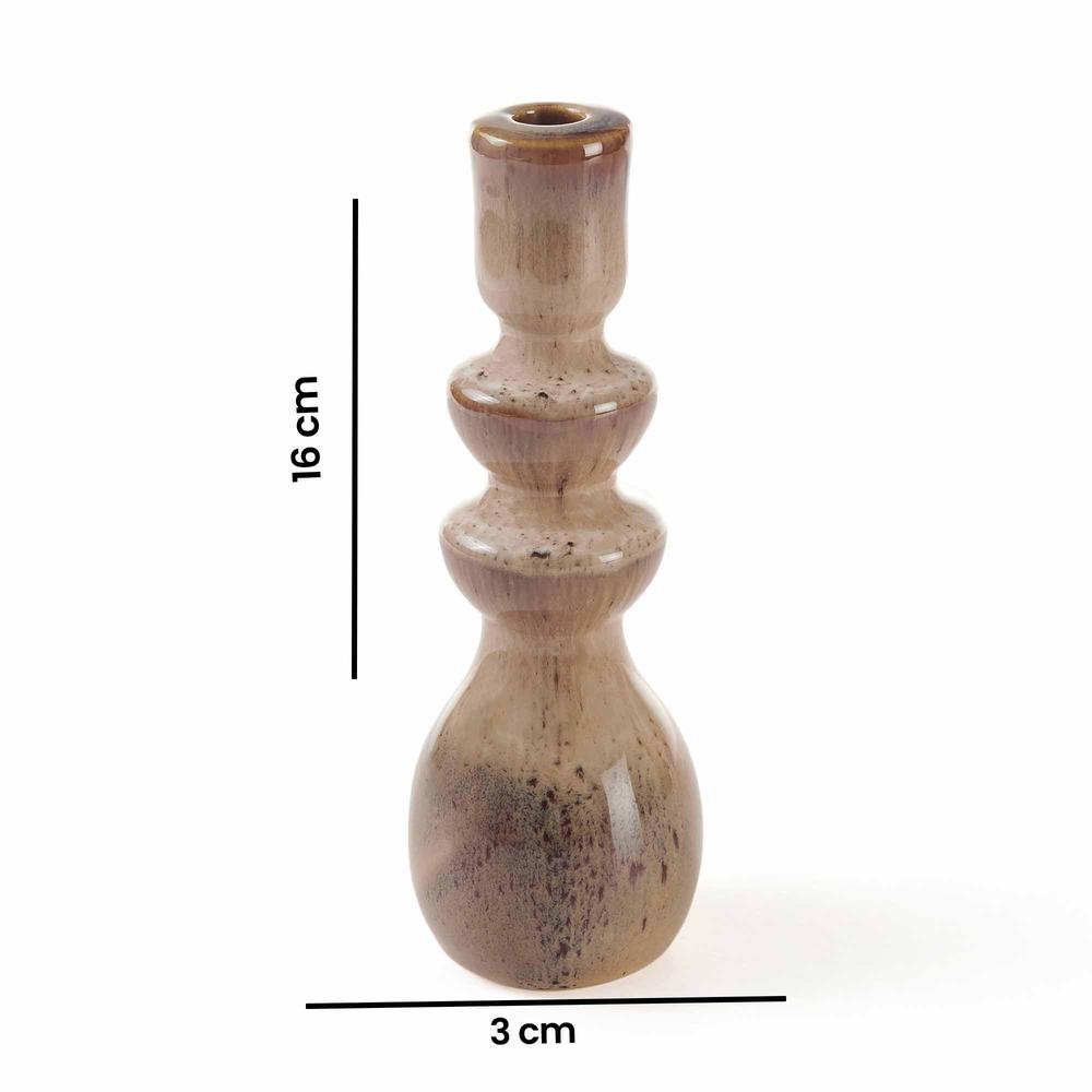  Q-Art Porselen Artemis Şamdan - Kahverengi - 16 cm