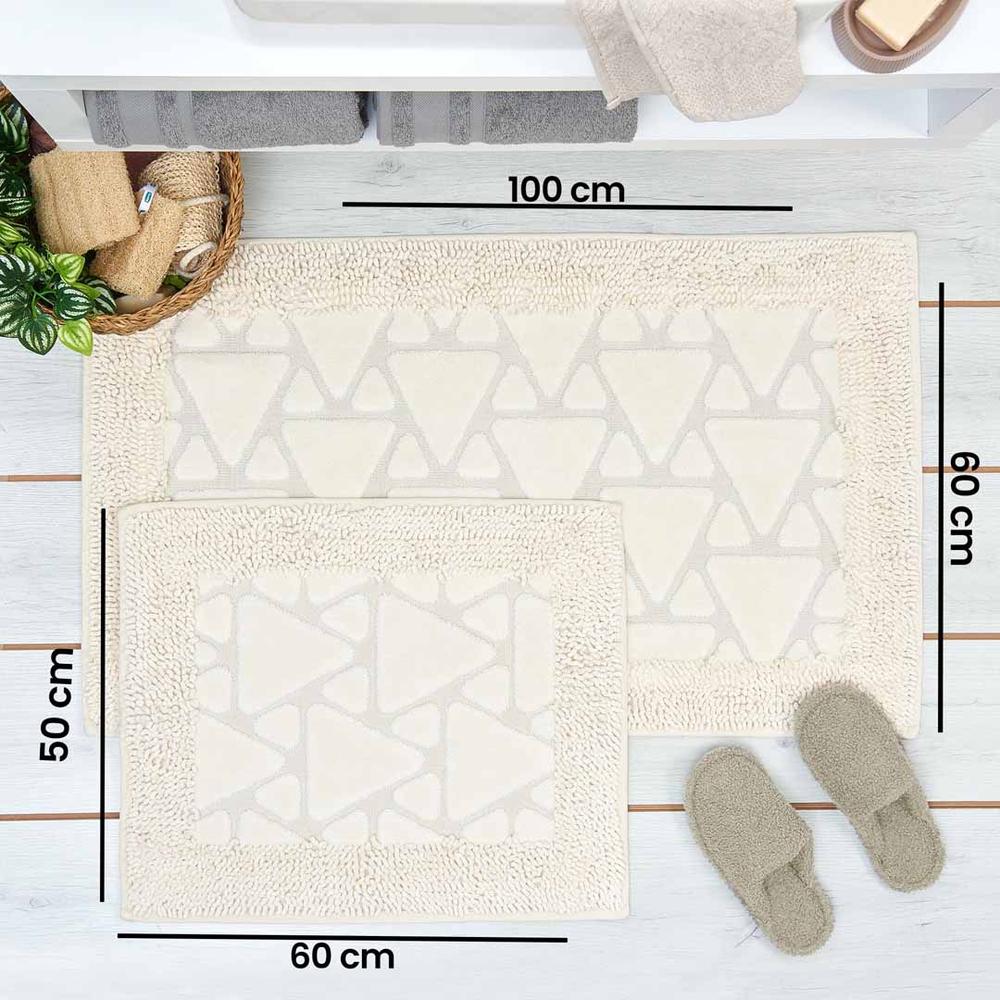  Nuvomon Bluenity Tufting Işık Banyo Paspası - Ekru - 50x60 cm + 60x100 cm