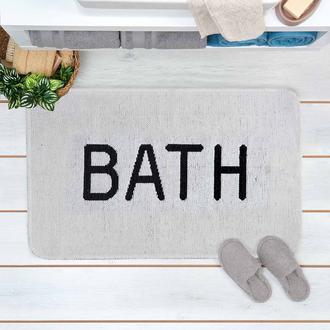 MarkaEv Şönil Bath Yazılı Banyo Paspası - Gri / Siyah - 50x80 cm