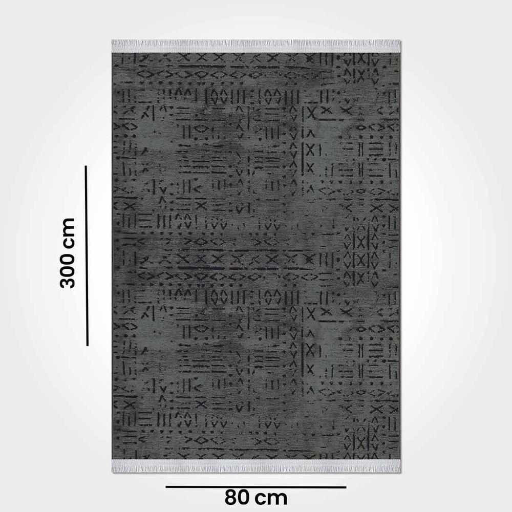  Crea Vena İskandinav Kilim - Antrasit - 80x300 cm