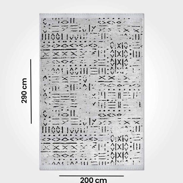  Crea Vena İskandinav Kilim - Gri - 200x290 cm