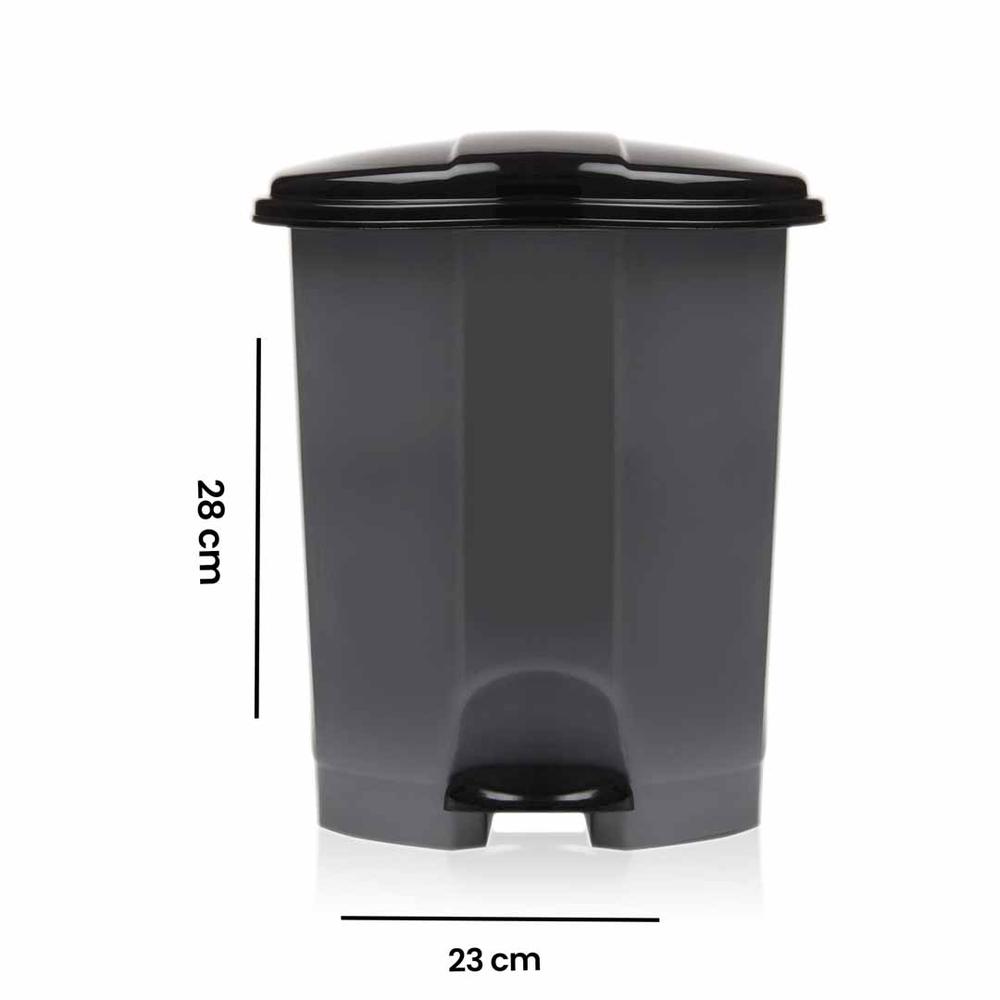  Plastik Dünyası Pedallı Çöp Kovası - Siyah / Gri - 7 lt