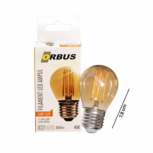  Orbus GA45 4W Filament Bulb Mini Top Amber E27 300Lm Ampul - 2200K Sarı Işık