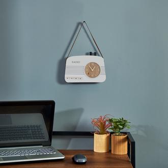 Q-Art Radyo Temalı Dekoratif Saat - Beyaz - 21 cm