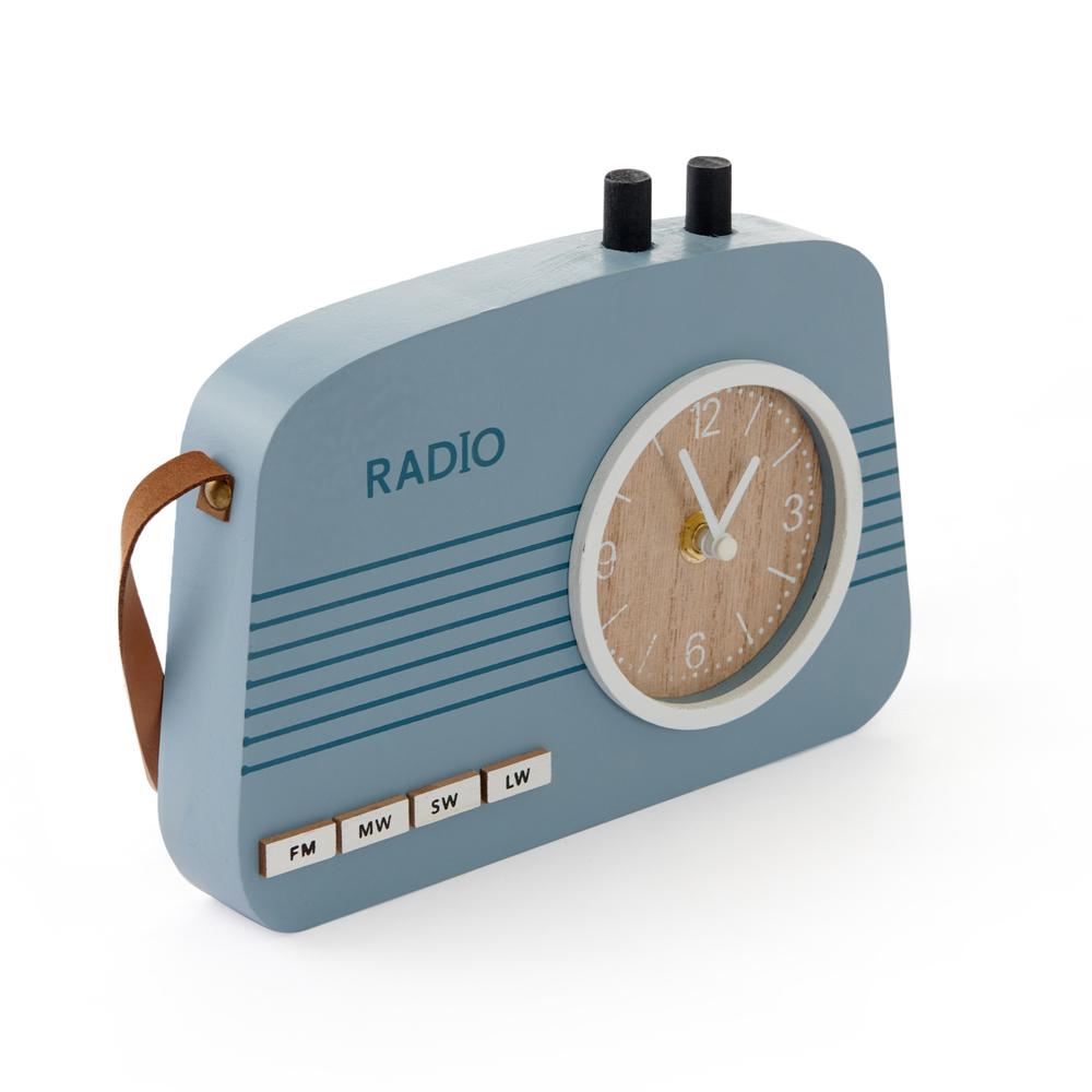  Q-Art Radyo Temalı Dekoratif Saat - Mavi - 21 cm