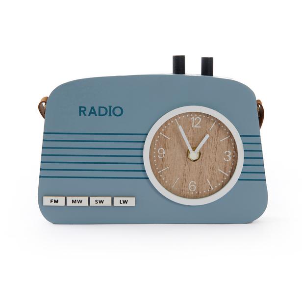  Q-Art Radyo Temalı Dekoratif Saat - Mavi - 21 cm
