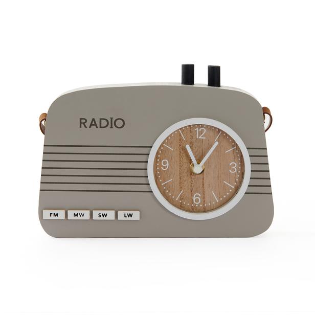  Q-Art Radyo Temalı Dekoratif Saat - Bej - 21 cm