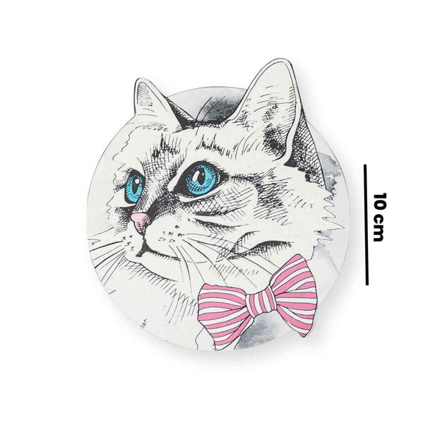  Myros Cat Ahşap Bardak Altlığı Magnet