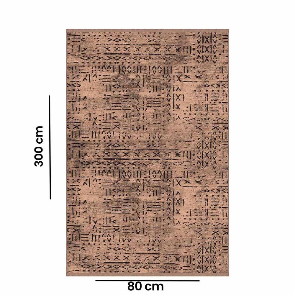  Crea Vena İskandinav Kilim - Kahverengi - 80x300 cm