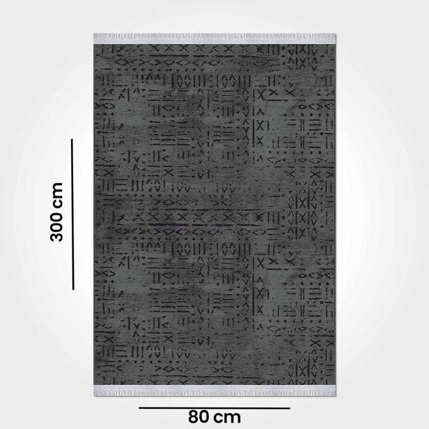  Crea Vena İskandinav Kilim - Antrasit - 80x300 cm
