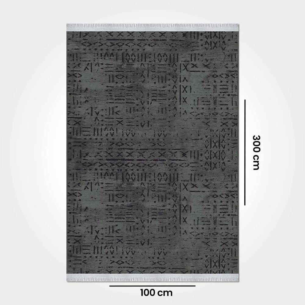  Crea Vena İskandinav Kilim - Antrasit - 100x300 cm